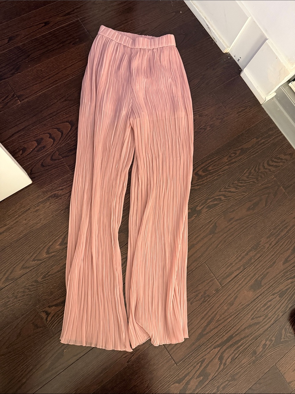 Zara Pleated Wide-Leg Pants in Light Pink
